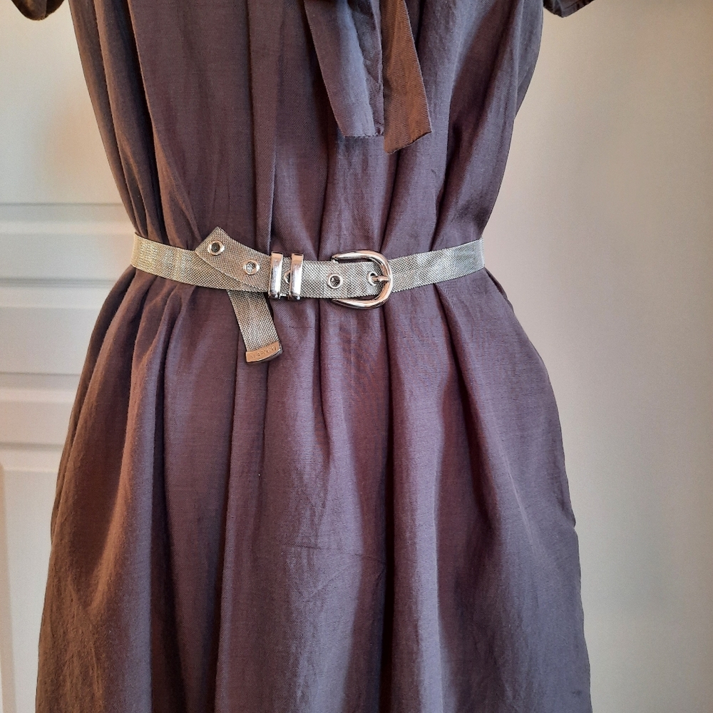 Mango Silver Metallic Belt Size Small
